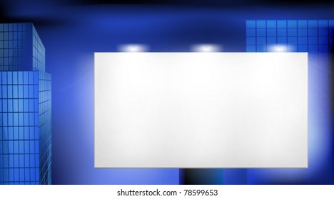 Blank billboard at night.  Vector illustration.