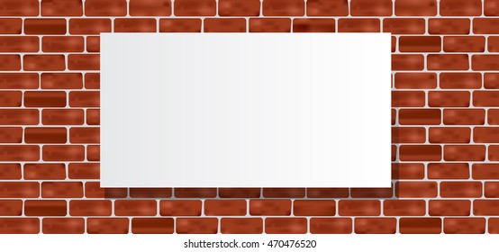 Blank billboard on a brick wall. Mock up. Vector illustration.