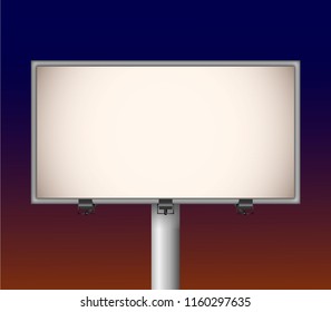 Blank billboard on night background. Mockup for your advertisement and design.Vector illustration esp10.