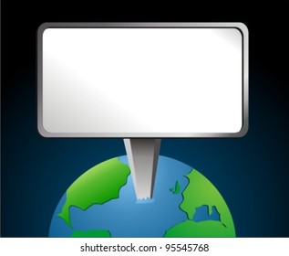 Blank billboard placed on the planet