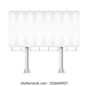 Blank billboard with two legs. Template mockup for advertisement and design. Empty poster for outside ads and business commercials. 3d vector illustration