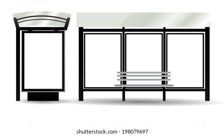 Blank Billboards on Bus Stop for your advertising, vector illustration