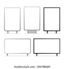 Blank billboards and outdoor advertisement templates isolated. Vector set.