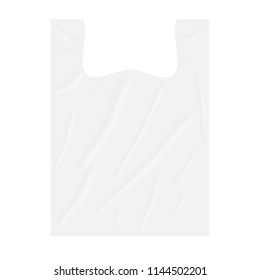 Blank biodegradable plastic T-shirt bag isolated on white background, vector mockup