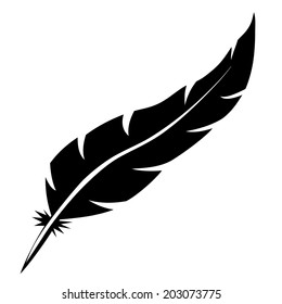 Blank bird feather vector shape isolated on white background.