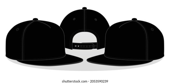 Tapón De Cepa De Cepa De 5 Panel En Blanco Con Vector De Plantilla De Cierre De La Correa De Atrás Ajustable Sobre Fondo Blanco.