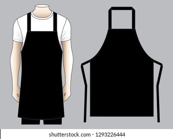Blank Black Apron Pattern Template on Gray Background, Vector File.