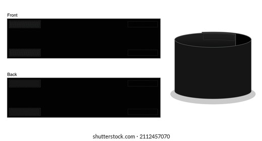 Blank Black Armband Captain Pattern Template on White Background.Front and Back View, Vector File.