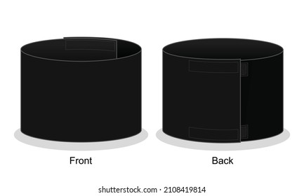 Blank Black Armband Captain Template on White Background.
Front and Back View, Vector File.