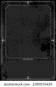 Blank black background with white vintage frame and ornaments