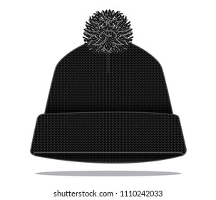 Blank Black Beanie Hat With Folded Vector For Template