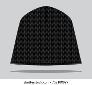 Blank Black Beanie Hat For Template On Gray Background