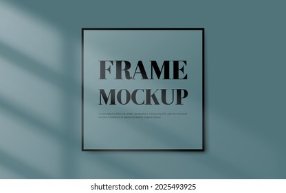Blank black border frame on pastel blue background with shadow light window. Vector illustration