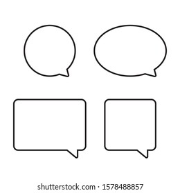 Blank black border speech bubbles. Vector illustration.
