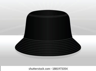 Vector De Plantilla De Sombrero De Cubo Negro En Blanco En Fondo Blanco 