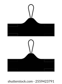 Blank Black Captain Armband Pattern for Vertical Emphasis Template on White Background. Front and Back Views, Vector File.