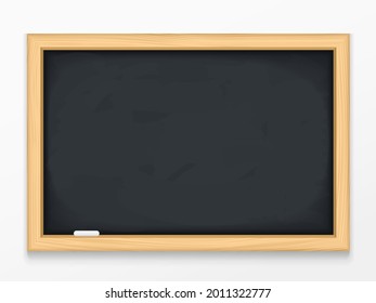 Blank black chalkboard with wooden frame, vector eps10 illustration