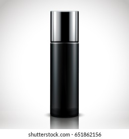 Blank Black Color Cosmetic Bottle, Can Be Used As Design Element, Isolated White Background, 3d Illustration