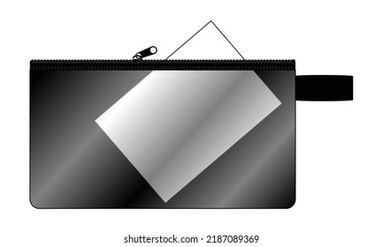 Blank Black Cosmetic Transparent Bag On White Background, Vector File.