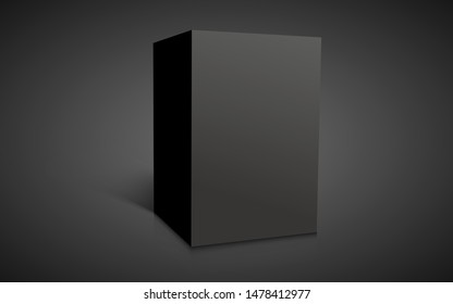 Blank black cube isolated on dark background. Vector illustration