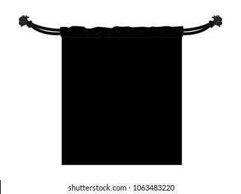 Blank black drawstring bag for template on white background, vector file