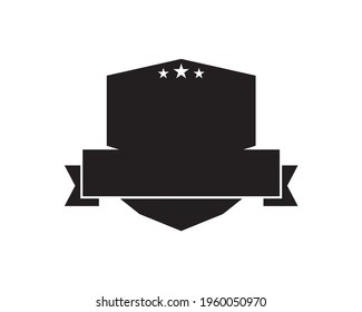 blank black emblem shield with straight ribbon