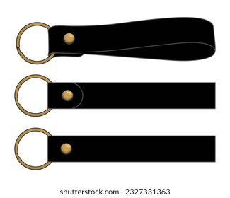 Blank black fabric keychain for template on white background, vector file