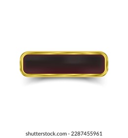 blank black gold square button interface in transparent background