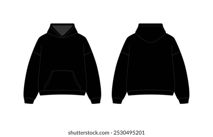 Blank Black Hoodie Mockup Template - Hooded Sweatshirt Clipping Path for Design