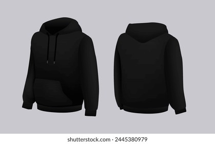 Leere schwarze Hoodie-Vorlage. Langarm-Sweatshirts Vorlage mit Clipping Path, Gosh zum Drucken.