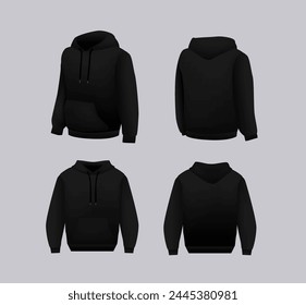 Leere schwarze Hoodie-Vorlage. Langarm-Sweatshirts Vorlage mit Clipping Path, Gosh zum Drucken.