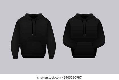 Leere schwarze Hoodie-Vorlage. Langarm-Sweatshirts Vorlage mit Clipping Path, Gosh zum Drucken.