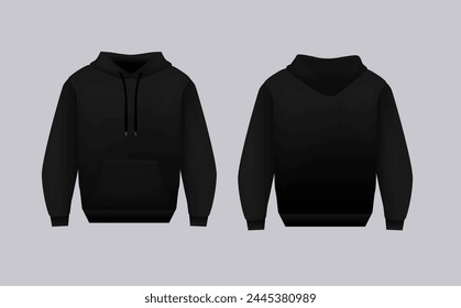 Leere schwarze Hoodie-Vorlage. Langarm-Sweatshirts Vorlage mit Clipping Path, Gosh zum Drucken.