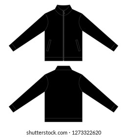 Blank Black Jacket Template On White Background.Front And Back View, Vector File