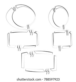 blank black outline bubble speech quote box template design illustration vector isolated