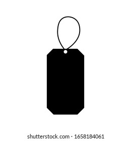 Blank black paper price tag. label icon with cord