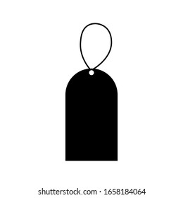 Blank black paper price tag. label icon with cord
