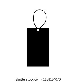 Blank black paper price tag. label icon with cord