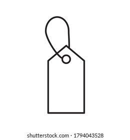 Blank black paper price tag. label icon with cord on white background