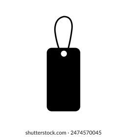 Blank black paper price tag. label icon with cord color editable