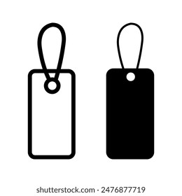 Blank black paper price tag. label icon with cord color editable