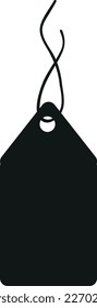Blank black paper price tags. Discount tags icon shapes with rope for store. Black label illustration vector design.