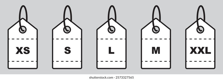 Blank black paper price tags or gift tags of various shapes. Discount tags icon shapes of various shapes with rope for store.
