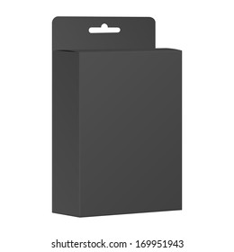 Blank Black Product Package Box. Vector
