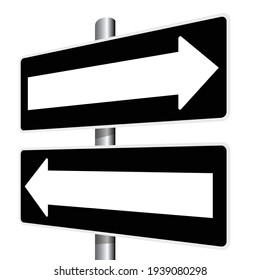 blank black road sign with arrows, vector illustration