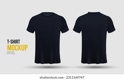 Blank black shirt mock up template, front and back view