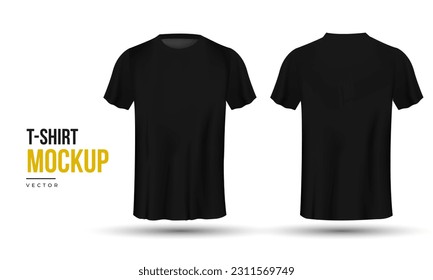 Blank black shirt mock up template, front and back view