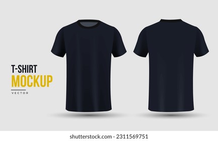 Blank black shirt mock up template, front and back view