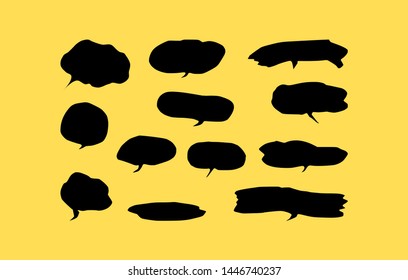 Blank Black speech bubble set on yellow background