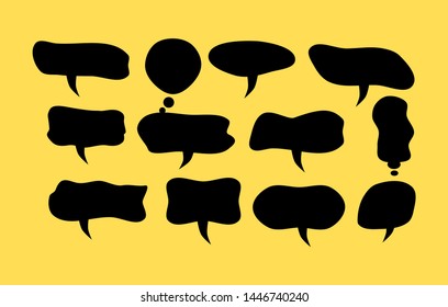 Blank Black speech bubble set on yellow background
